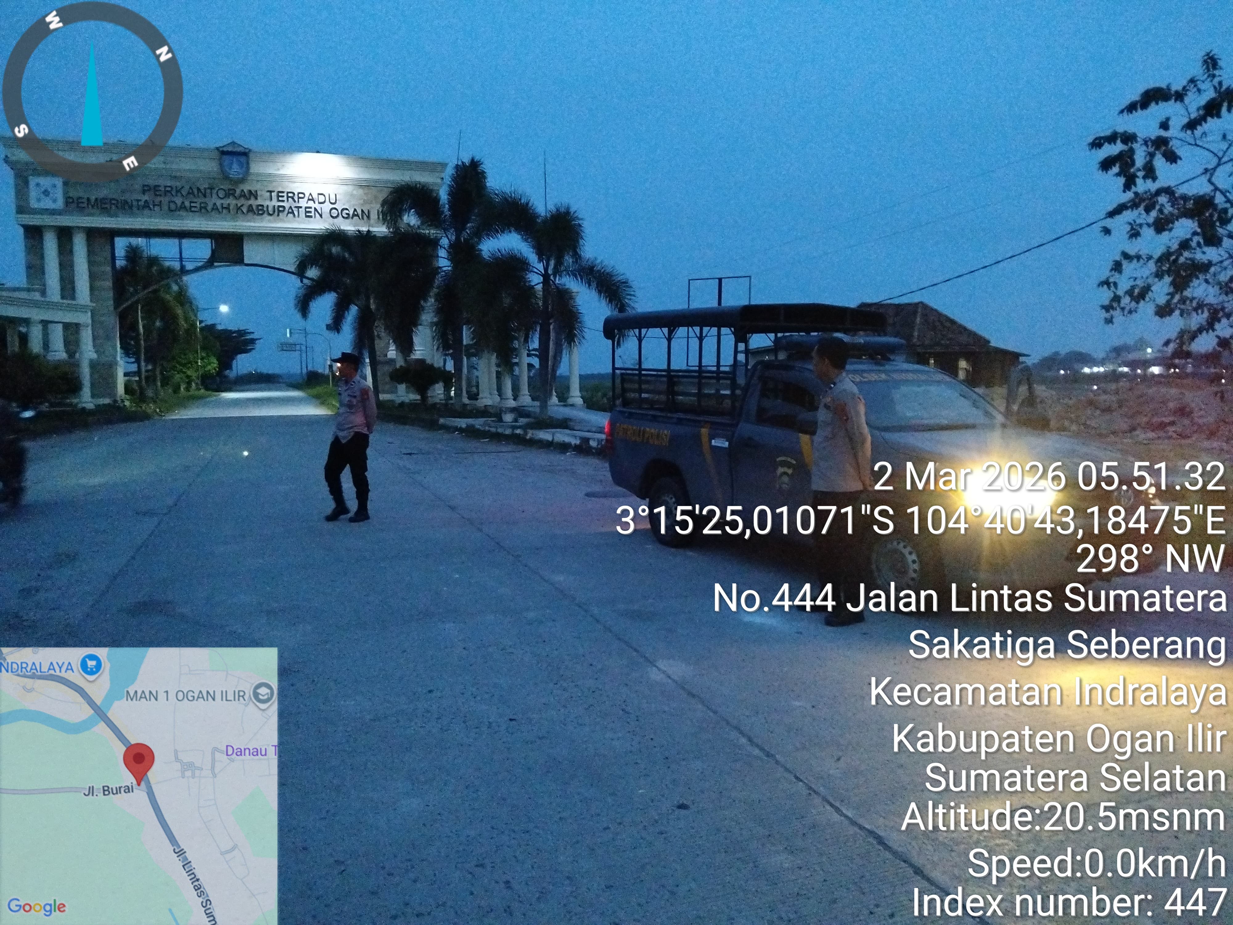 Antisipasi 3C dan Kejahatan Jalanan, Polsek Indralaya Laksanakan Patroli Subuh